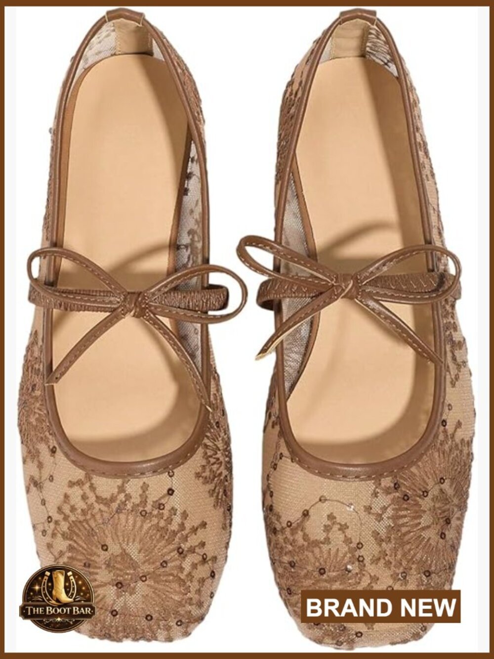 Women's Lace Embroidery Ballet Flats Square Toe Formal Shoes
